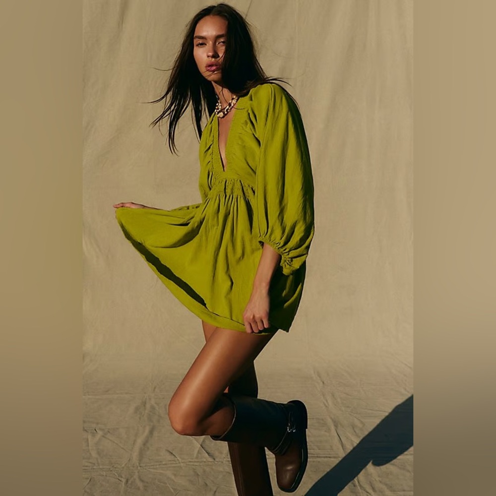 Free People FOR THE MOMENT Mini Dress Green Size Small